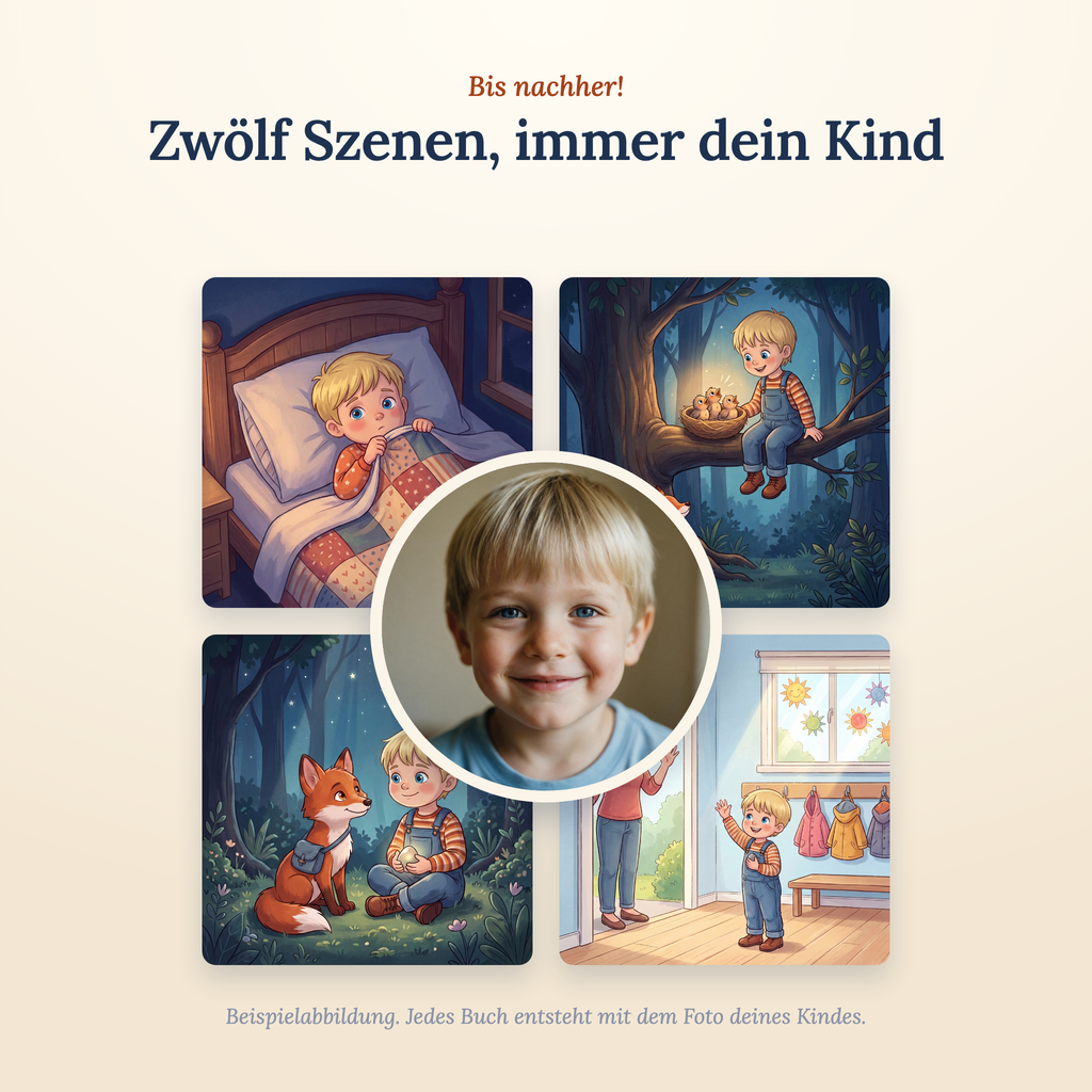Bis nachher, vier Szenen aus dem Buch mit deinem Kind, Beispielabbildung